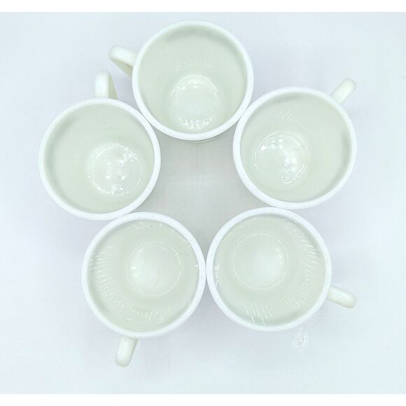 Vintage 5pc Pyrex Spring Blossom Crazy Daisy Green Coffee Cups Mugs Milk Glass - Picture 3 of 3